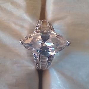 Bob Mackie 925 sterling silver "Art Deco" 8-Carat Diamonesk Ring!
